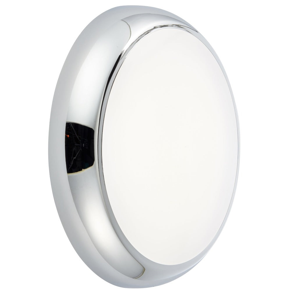 ACTON CCT Slim Bulkhead Light Fitting | LED Multi Wattage 1800lm | CCT Tri-Colour Switchable | IP65 | Chrome | Standard