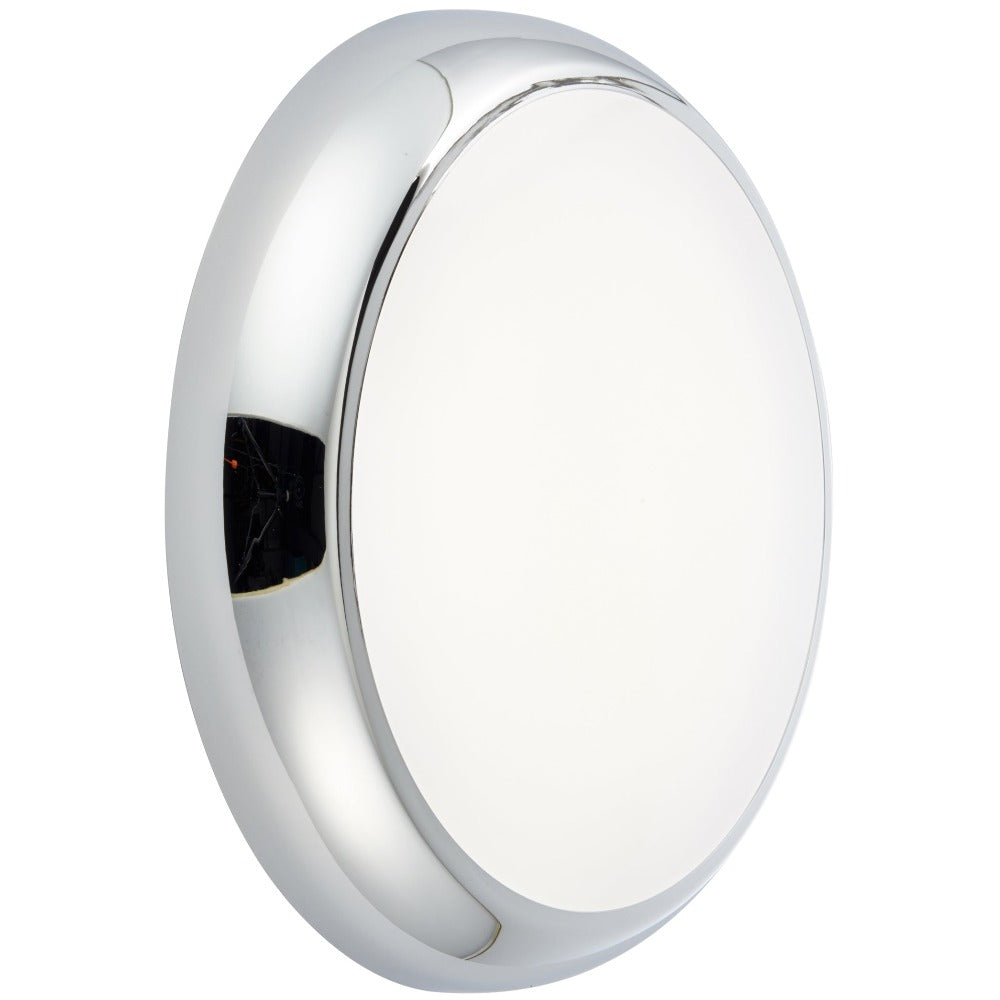 ACTON CCT Slim Bulkhead Light Fitting | LED Multi Wattage 1800lm | CCT Tri-Colour Switchable | IP65 | Chrome | 3hr Emergency Function