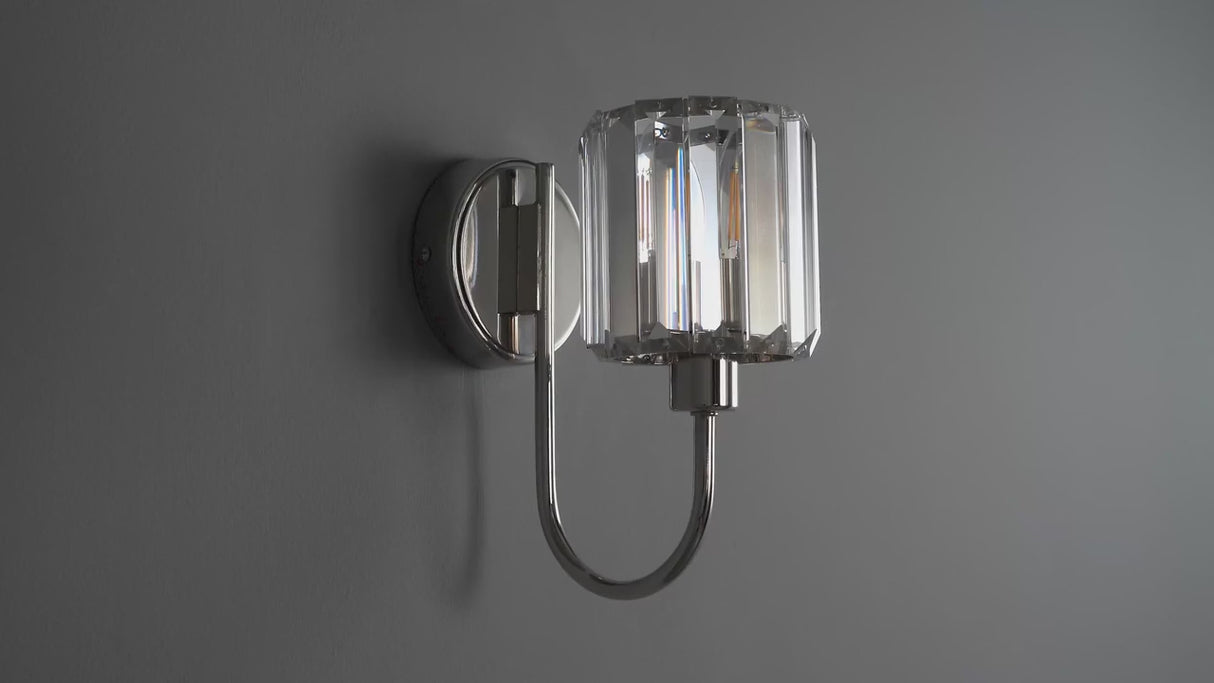 BERENICE | Semi Flush Single Wall Decorative Glass Light Fitting | E14 | Polished Nickel