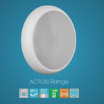 ACTON LED Round Bulkhead Light with Multi Wattage Switch & CCT Switchable 3000K 4000K 6500K Switch - White