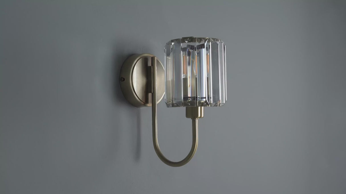 BERENICE | Semi Flush Single Wall Decorative Glass Light Fitting | E14 | Antique Brass