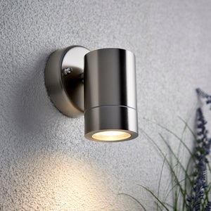 KEW Fixed Stainless Steel Down Outdoor Garden Porch Wall Light | GU10 | IP44 | 6000K Daylight White