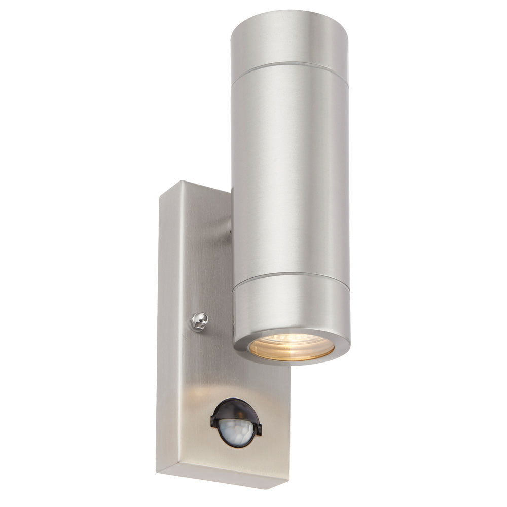 KEW Up / Down Outdoor PIR Sensor Stainless Steel Garden Porch Wall Light | GU10 | IP44