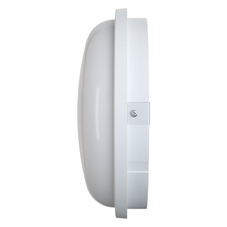 Side of SOHO 15W IP65 Small round ceiling or wall LED bulkhead light in white finish