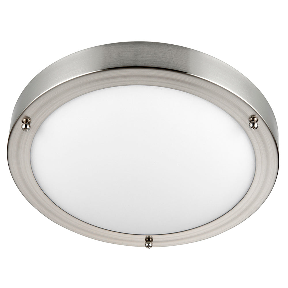 Slim Round Bathroom Bulkhead Ceiling Light Fitting | E27 | IP44 | Brushed Chrome