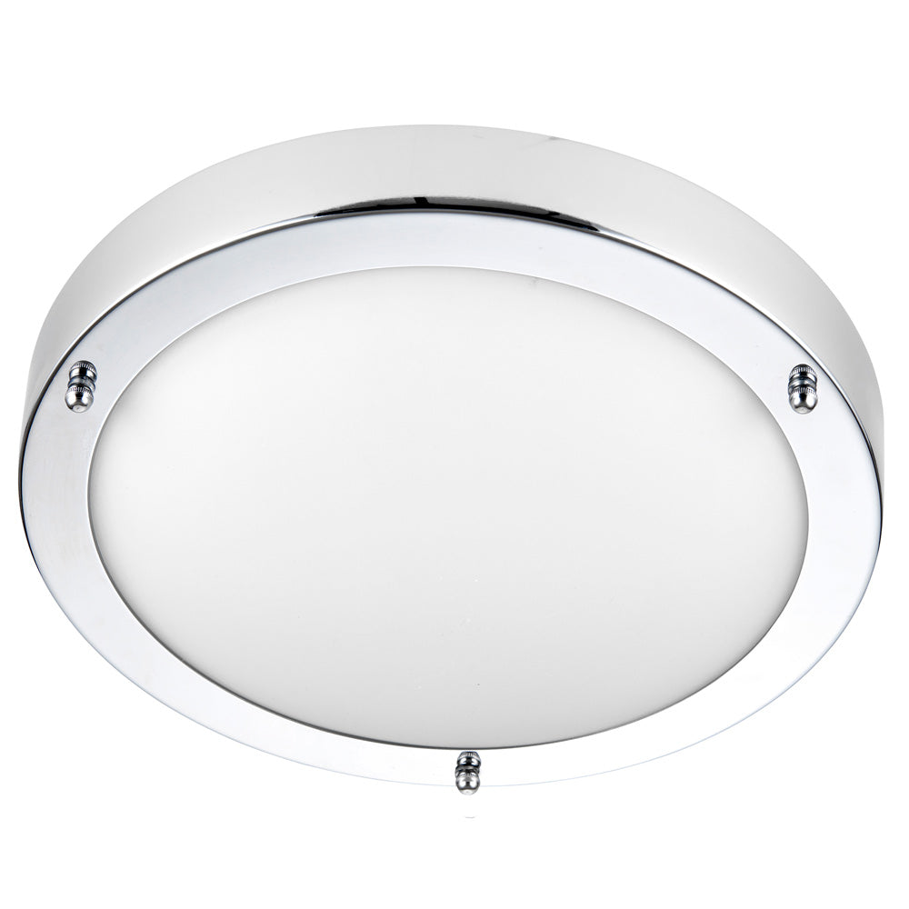 Slim Round Bathroom Bulkhead Ceiling Light Fitting | E27 | IP44 | Polished Chrome