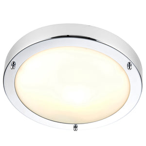 Slim Round Bathroom Bulkhead Ceiling Light Fitting | 7W LED | IP44 | Polished Chrome | 2700K Warm White