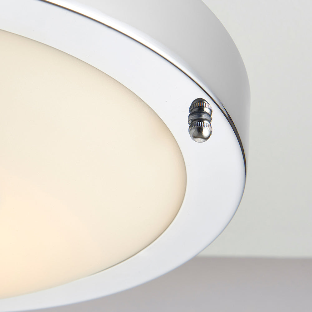 Slim Round Bathroom Bulkhead Ceiling Light Fitting | 7W LED | IP44 | Polished Chrome | 2700K Warm White