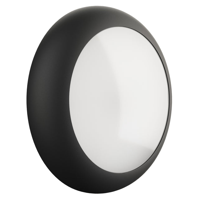  BALHAM 18W IP65 Black Round LED Bulkhead With Emergency Maintained Function