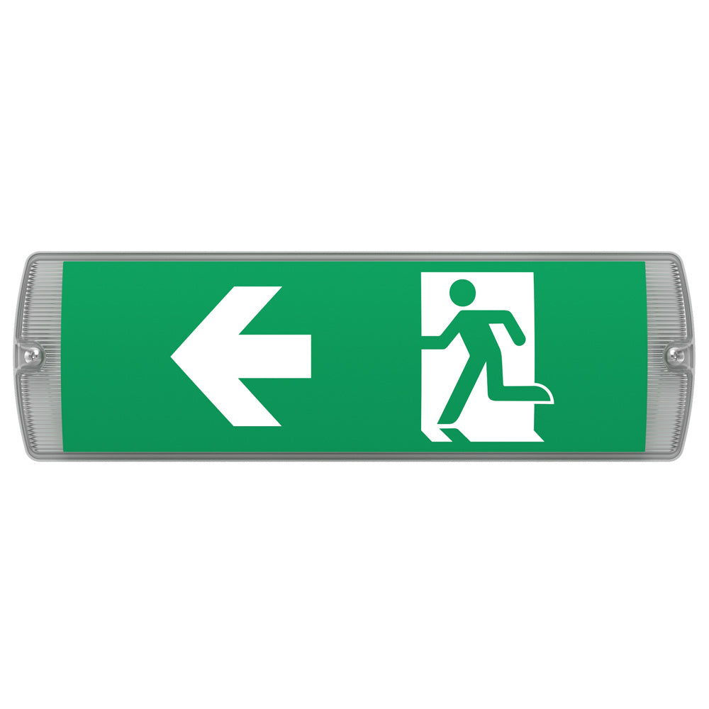 3.5W IP65 LED Emergency Bulkhead Light Fire Exit Sign Legend 3hr Maintained