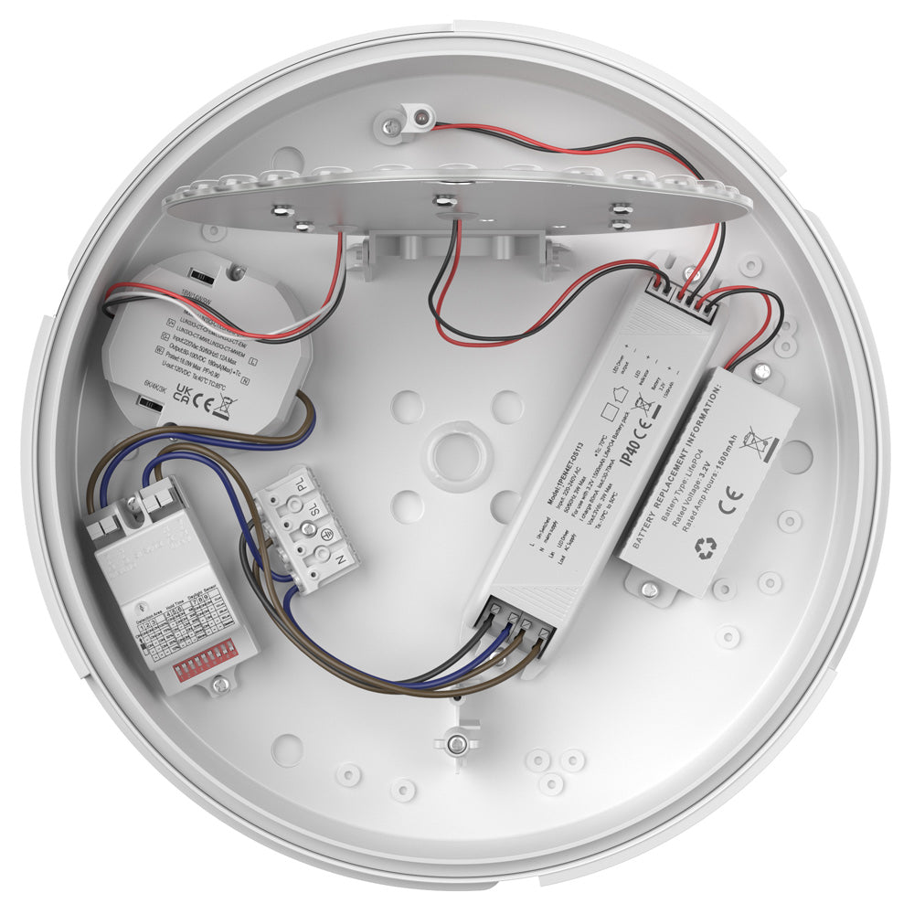 ACTON Slim Bulkhead Light | LED Multi Wattage 1800lm | Tri-Colour CCT | IP65 | 3hr Emergency Function | Microwave Motion Sensor