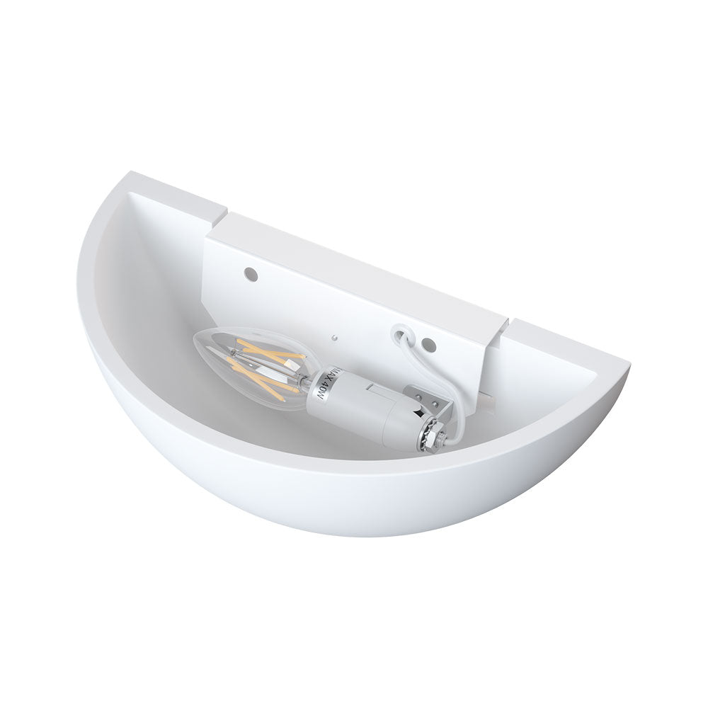 POPLAR Half Moon Paintable Plaster Uplighter Fitting | E14 (SES) | Up Light Effect