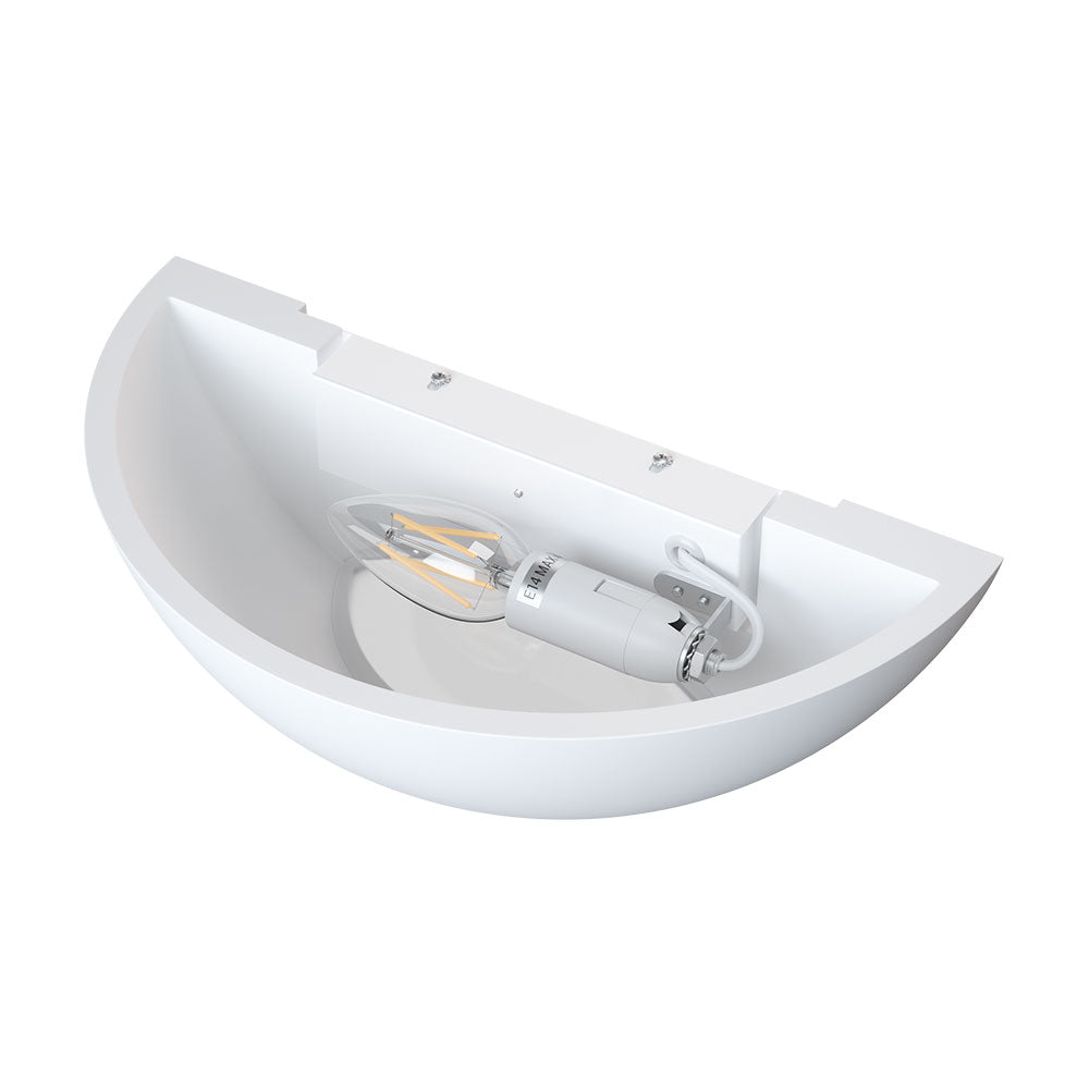 HALKIN Half Moon Plaster Uplighter Fitting | E14 (SES) | Up Down Light Effect