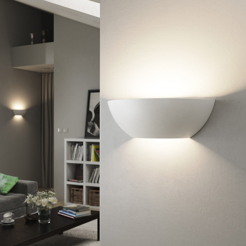 HALKIN Half Moon Plaster Uplighter Fitting | E14 (SES) | Up Down Light Effect