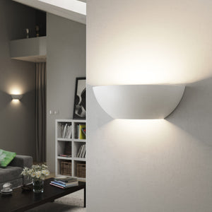 HALKIN Half Moon Plaster Uplighter Fitting | E14 (SES) | Up Down Light Effect