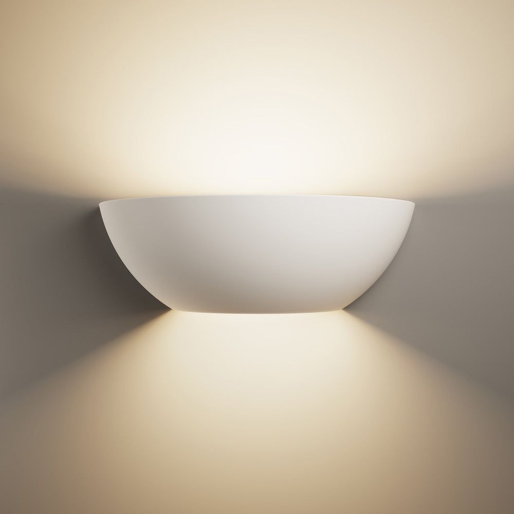 HALKIN Half Moon Plaster Uplighter Fitting | E14 (SES) | Up Down Light Effect