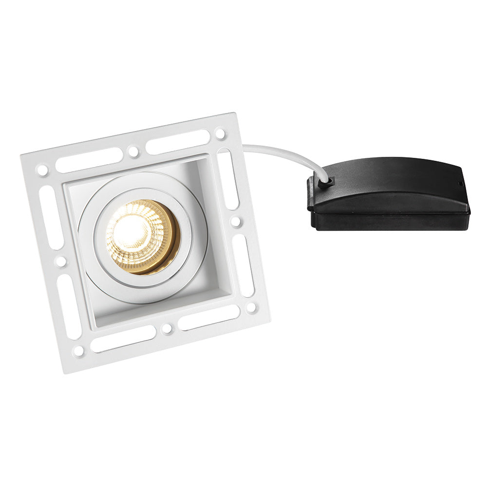 ELDON LED Plaster-in Trimless Square Downlight | Adjustable | GU10 | White | 3000K Warm White