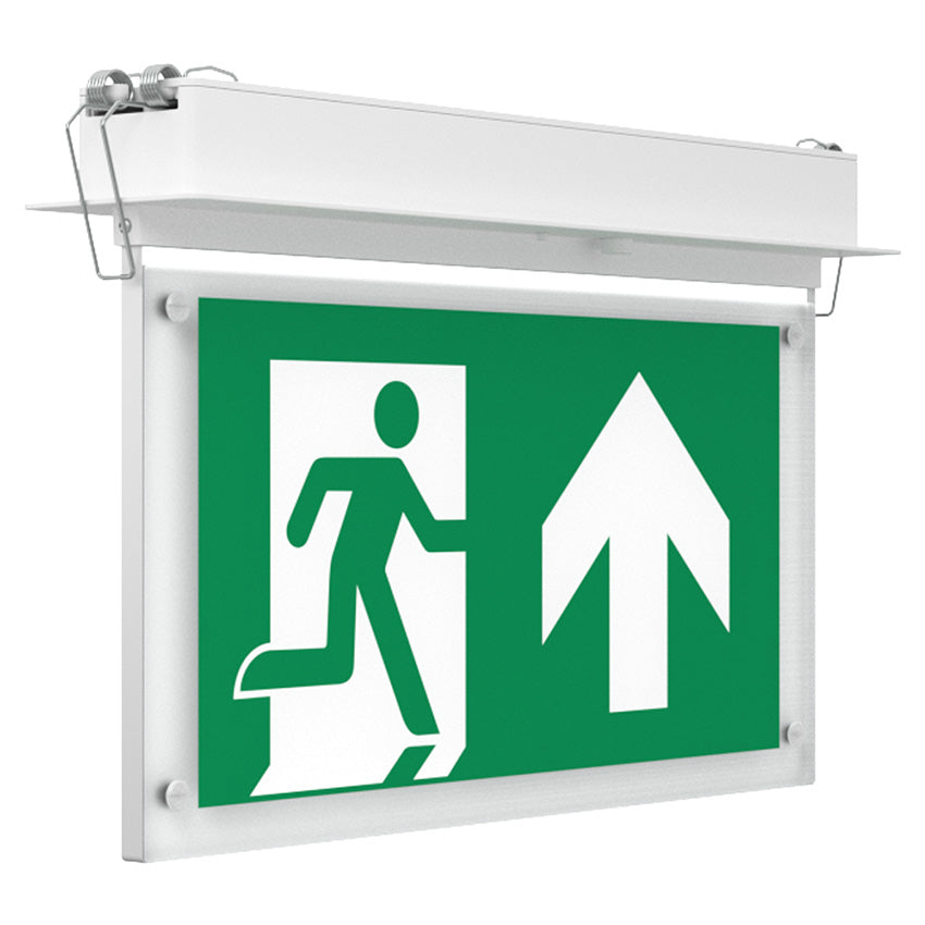 EDGE Recessed Ceiling Exit Running Man Sign Light | LED 3W 200lm | 6000K Daylight White | IP20 | 3hr Emergency Function